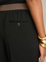Wide-Leg Elasticated-Waist Trousers in Black
