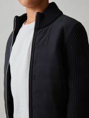 3-9 yrs Hybrid Quilt and Knit Zip Through Jacket in Navy