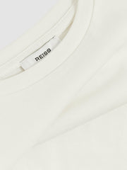 9-13 yrs Oversize Cotton Cropped T-Shirt in Ivory