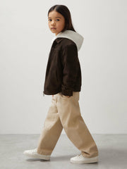 13-14 yrs Unisex Fit McLaren F1 Team Suede Bomber Jacket in Distressed Brown