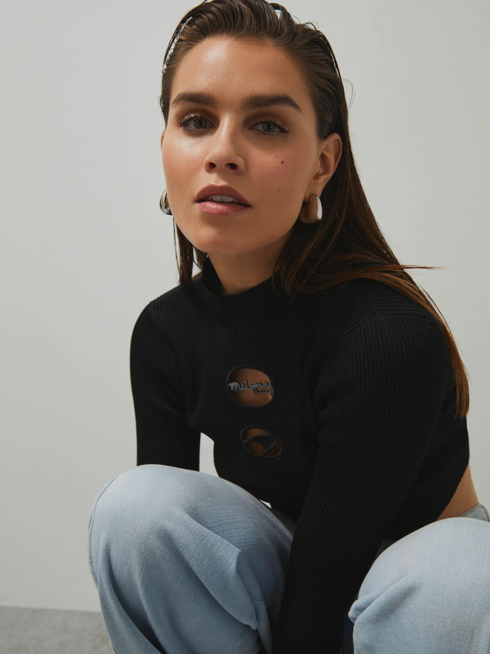 McLaren F1 Team Cut-Out Knit Crop Top in Black