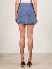 Denim Mini Skirt in Indigo Blue