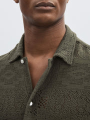 Les Deux Blend Lace Shirt in Olive Green