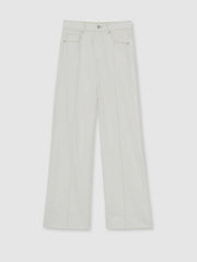 Paige Ecru Wide Leg Pintuck Jeans in Ecru