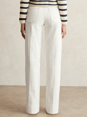 Paige Ecru Wide Leg Pintuck Jeans in Ecru