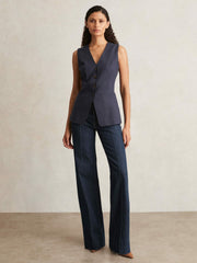 Paige Wide Leg Pintuck Jeans in Anais Blue