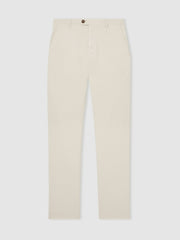 Cotton-Piqué Slim-Fit Chinos in Off White
