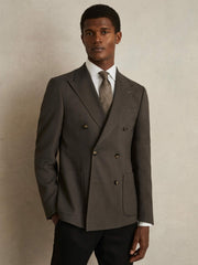 Slim Fit Double Breasted Suit Blazer in Dark Green