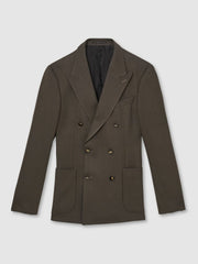 Slim Fit Double Breasted Suit Blazer in Dark Green