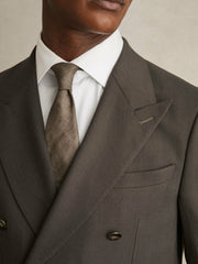Slim Fit Double Breasted Suit Blazer in Dark Green