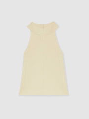 Rib Knit High Neck Vest in Ivory
