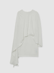 Halston Mini Ivory Asymmetric Cape Dress in Ivory