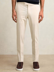 Slim-Fit Internal-Drawstring Trousers in Stone
