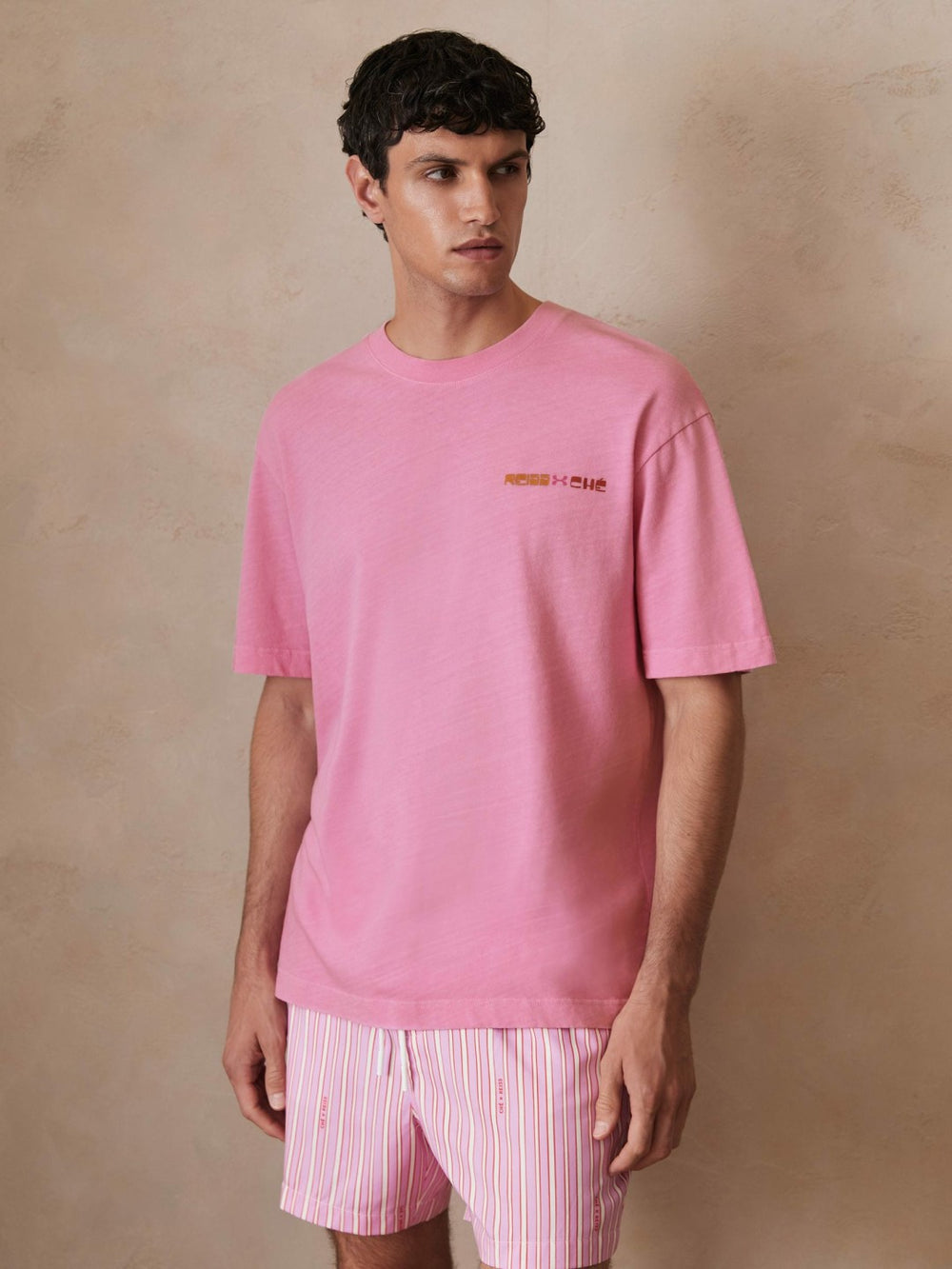 | Ché Cotton-Linen Sunset T-Shirt in Pink