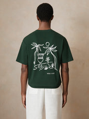 | Ché Cotton Palm-Tree T-Shirt in Green