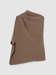 One-Shoulder Draped Top in Mink