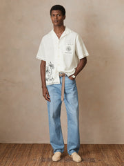 | Ché Cotton-Linen Palm Shirt in White