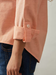 13-14 yrs Linen Roll-Cuff Shirt in Peach