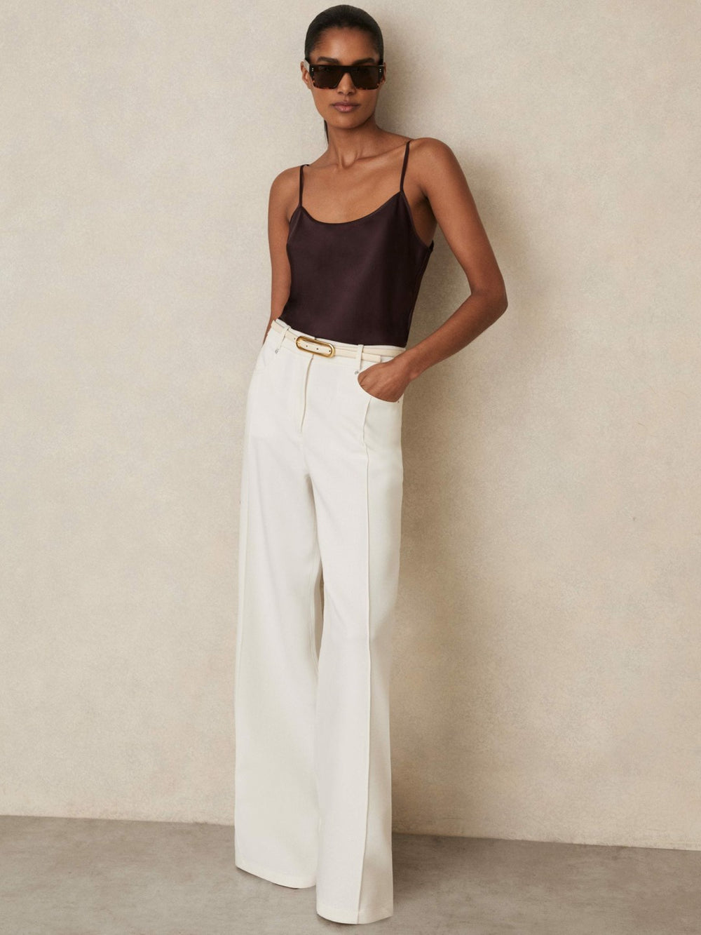 Silk Cami Top in Burgundy