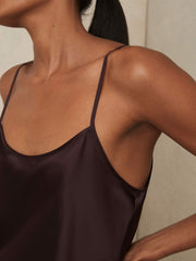 Silk Cami Top in Burgundy