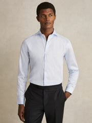 Slim Fit Slim-Fit Cotton Double-Cuff Shirt in Soft Blue