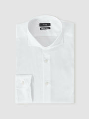Regular Fit Slim-Fit Cotton Double-Cuff Shirt in White