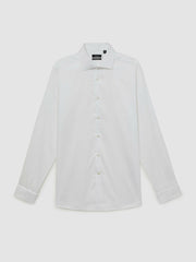 Regular Fit Slim-Fit Cotton-Sateen Shirt in White