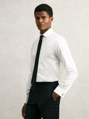 Regular Fit Slim-Fit Cotton-Sateen Shirt in White