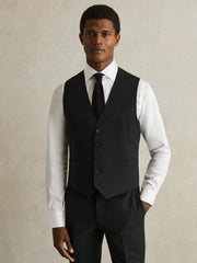Wool-Blend Slim-Fit Waistcoat in Black