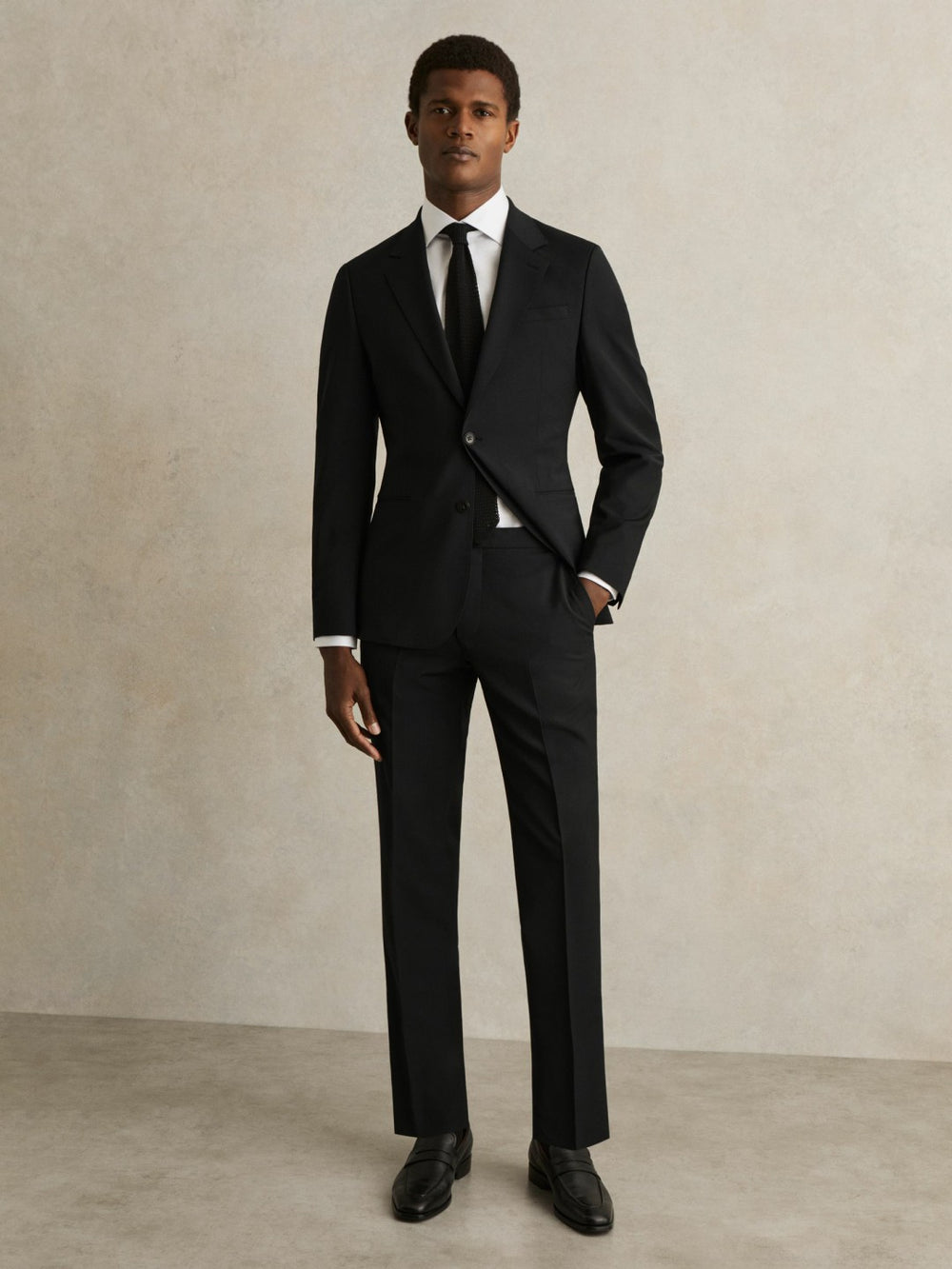 Slim-Fit Wool-Blend Suit Trousers in Black