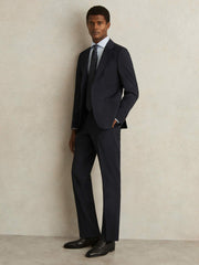 Slim-Fit Wool-Blend Suit Trousers in Navy