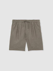 Linen Drawstring Shorts in Mushroom Brown