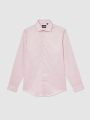Slim Fit Cotton Sateen Shirt in Pink