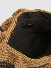 Raffia Ruffle Clutch Bag in Natural