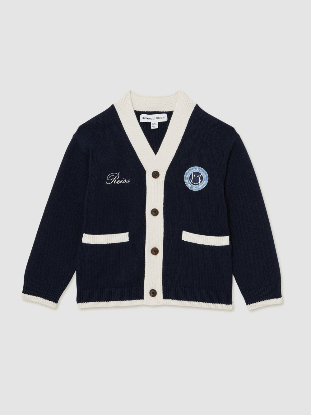 13-14 yrs SmileyWorld Logo Cardigan Unisex Fit in Off White