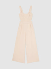 Wide-Leg Cut-Out Jumpsuit in Pale Pink