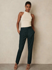 Petite Wool-Blend Slim-Fit Suit Trousers in Green