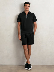 Bonded-Leather Low-Top Trainers in Black