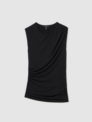 Stretch-Modal Ruched Vest in Black