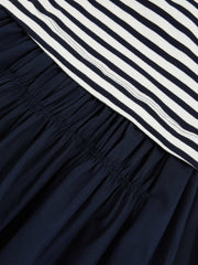 3-9 yrs Cotton Layered Sleeveless Midi Dress in Navy