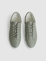 Tumbled-Leather Low-Top Trainers in Mint Green