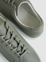 Tumbled-Leather Low-Top Trainers in Mint Green