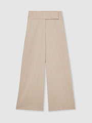 Lyocell-Linen Wide-Leg Trousers in Neutral