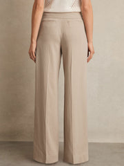 Lyocell-Linen Wide-Leg Trousers in Neutral