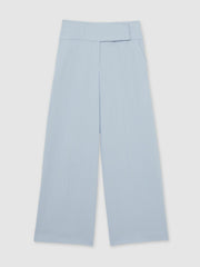 Lyocell-Linen Wide-Leg Trousers in Blue