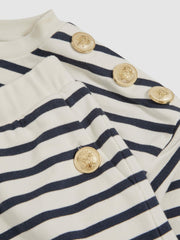 13-14 yrs Stripe Sweatshirt and Shorts Set Cotton-Blend in Navy/Ivory