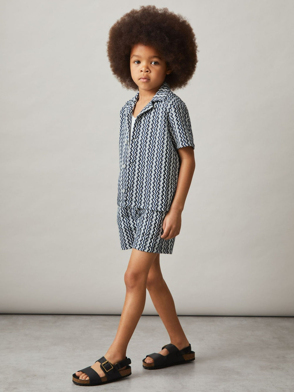 3-9 yrs Zig-Zag Knit Drawstring Shorts in Blue