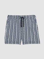 9-13 yrs Zig-Zag Knit Drawstring Shorts in Blue