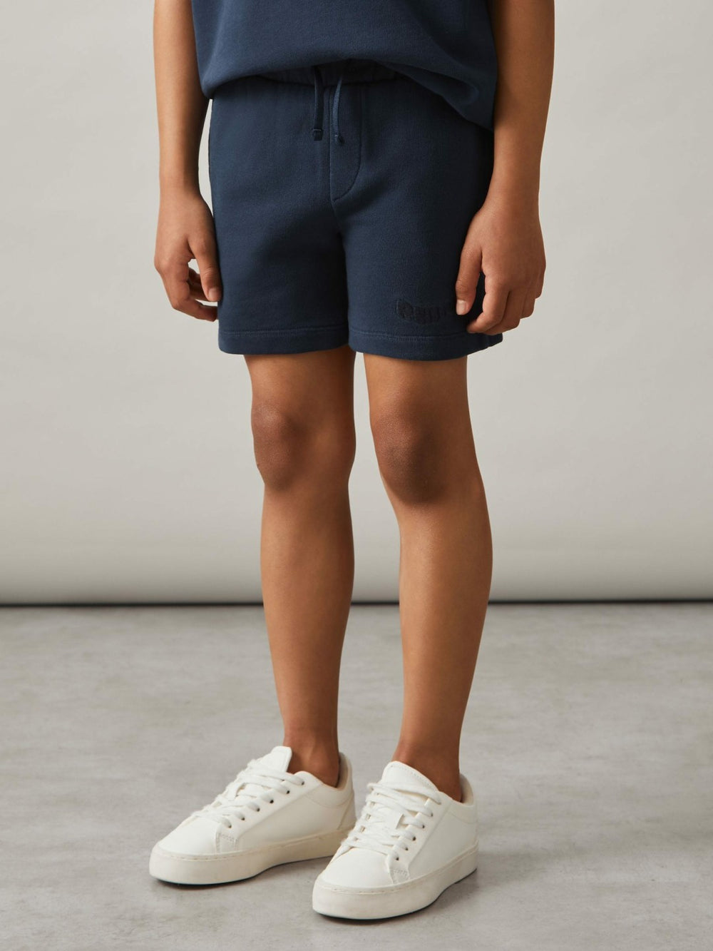 9-13 yrs Cotton Brand-Embroidered Shorts in Washed Navy