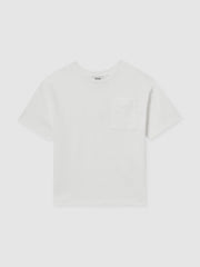 13-14 yrs Cotton Palm-Embroidery Oversize T-Shirt in Off White